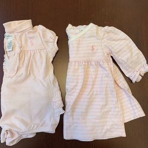 Ralph Lauren baby girl romper and dress, 0-3mo
